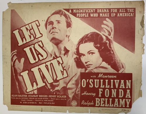 Let Us Live 1947 Original Movie Poster Henry Fonda YeOldePosterCom
