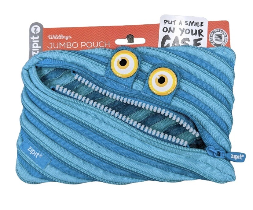 ZIPIT Wildlings Big Pencil Case/Cosmetic Makeup Bag, Aqua Blue