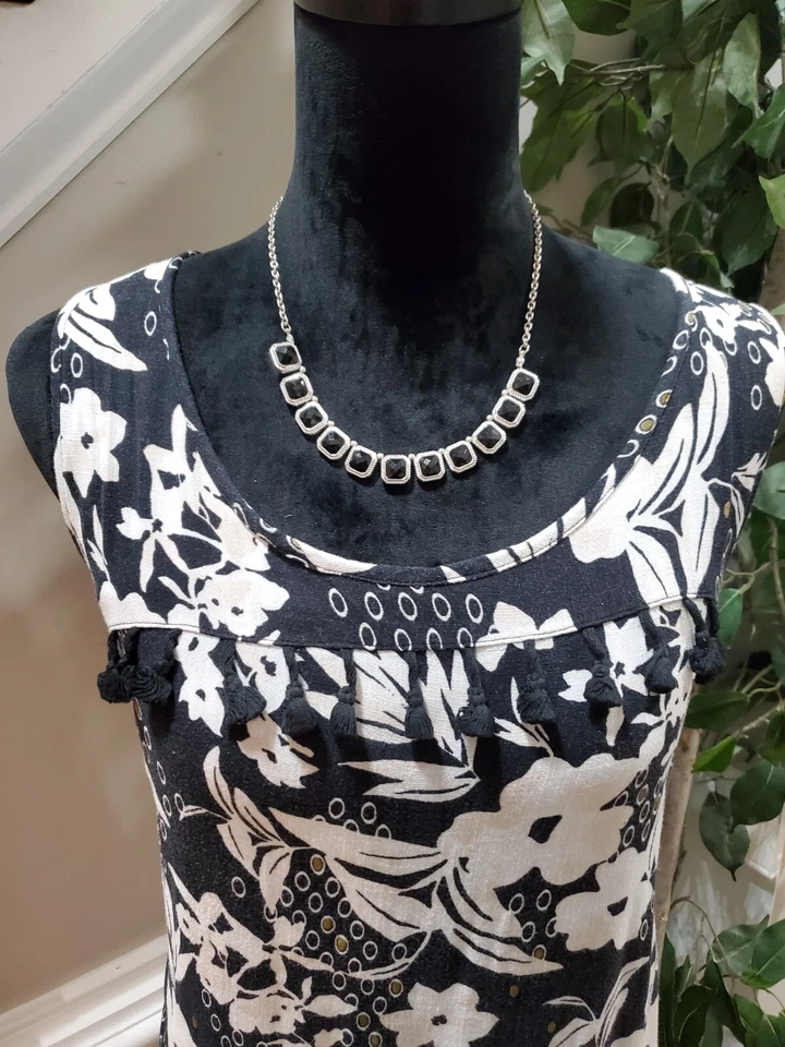 Vestido para mujer New Directions floral rayón cuello redondo sin mangas hasta la rodilla XL Foto 2 de 4