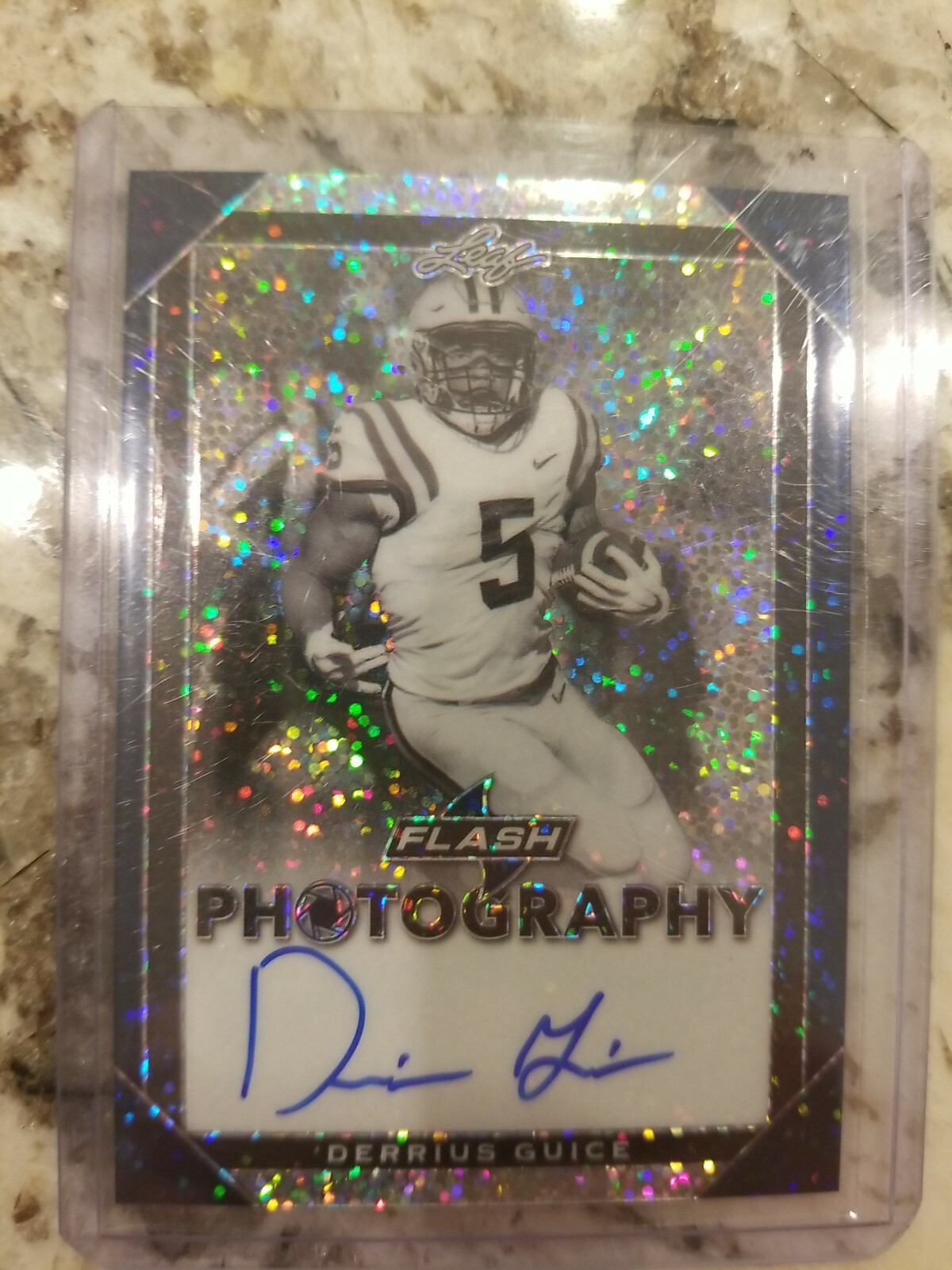 2018 Leaf Flash Photography Blue /50 Derrius Guice #FP-DG1 Rookie Auto Redskins 