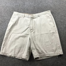Vintage Tommy Hilfiger Shorts Men 36 Beige Pockets Preppy 8" Inseam Flat Front