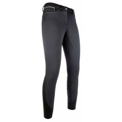 HKM Winter Softshell Silicone Full Seat Riding Breeches .- Black