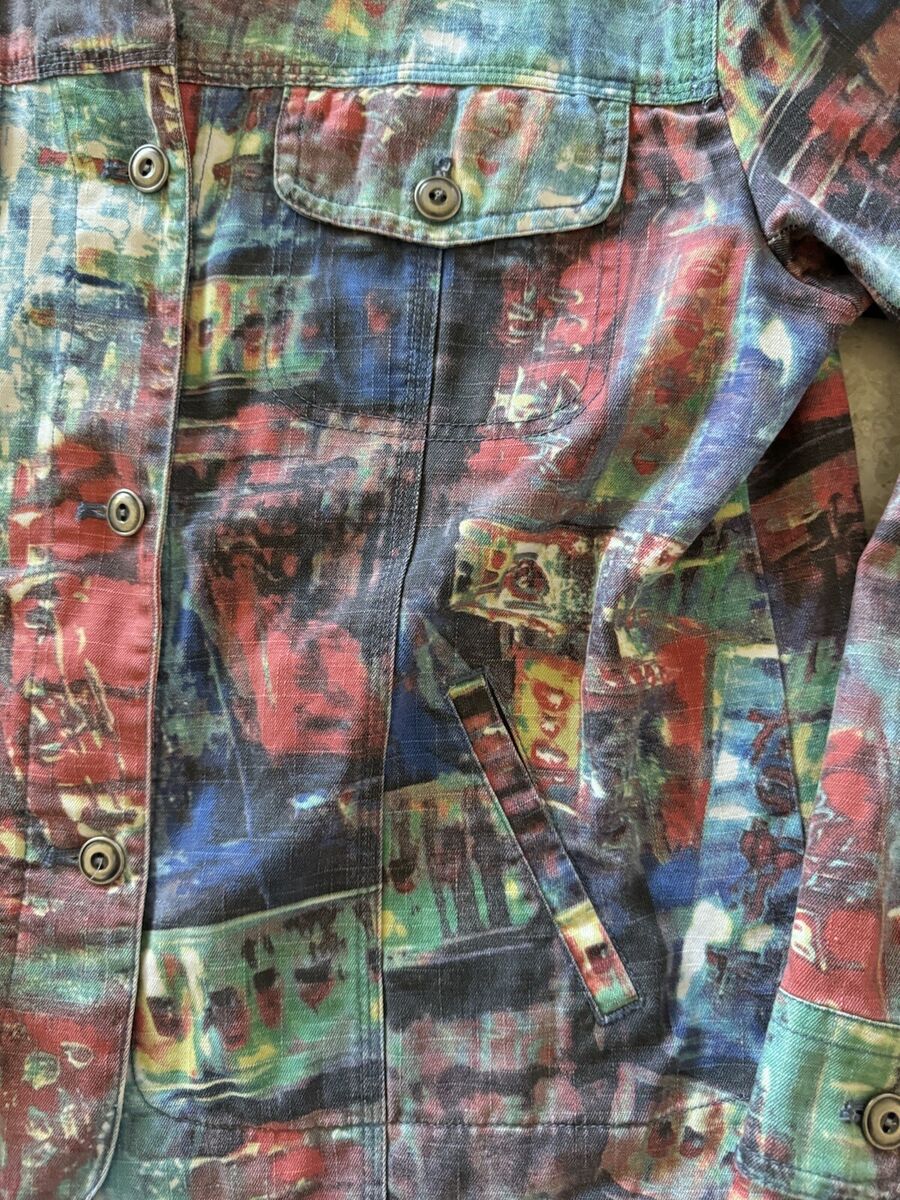 Chicos Jean Paul Gaultier Tokyo Nights Abstract Denim Jacket Chicos Jean Paul Gaultier Tokyo Nights Abstract Denim Jacket