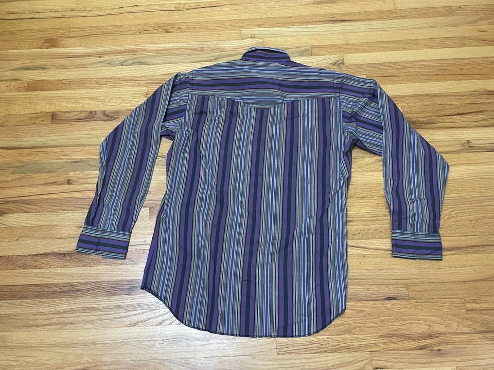 Camisa Rustler Western abotonada para hombre (15,5-34/35) colas X púrpura a rayas Foto 2 de 4