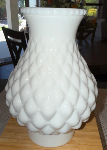 Vintage Quilted Milk Glass Globe for Lantern Lamp