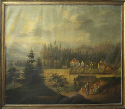 D3-041. MITTELEUROPÄISCHE LANDSCHAFT. ÖL AUF LEINWAND. LE CENTURY XIX.