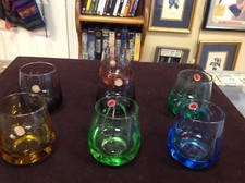 lot of 7 vintage glasses made in belgium different colors
