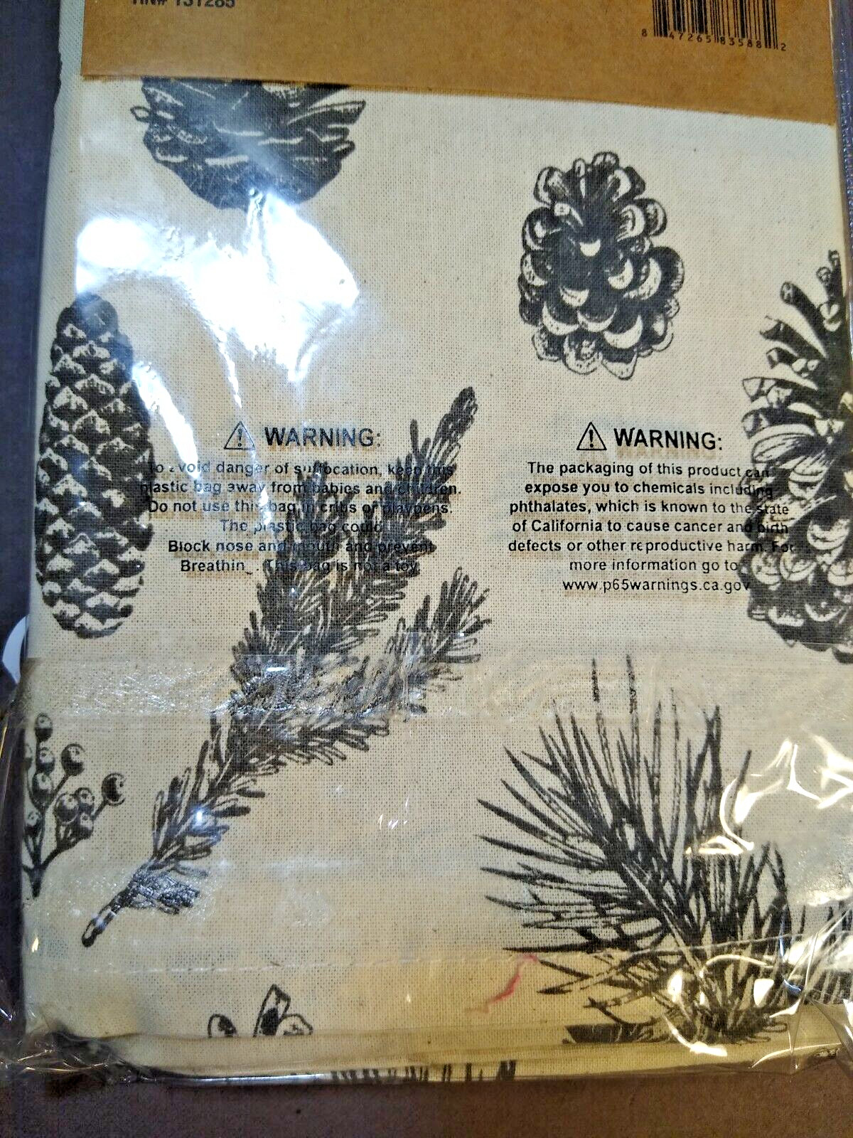 Vatican Homes Napkins Black Pinecone design set of 4 100% cotton 18" x 18" India