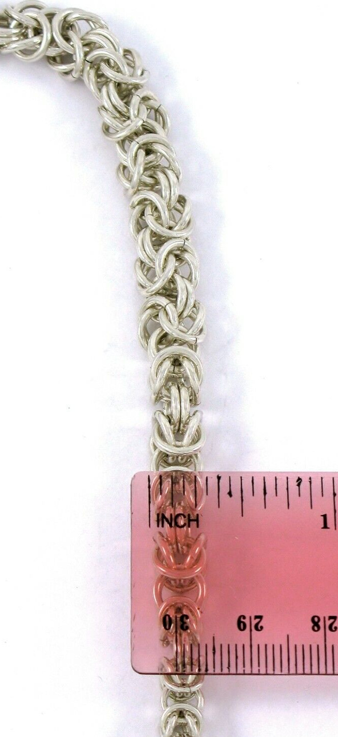 Solid Sterling Silver 925 18" Byzantine Chain Nec… - image 11