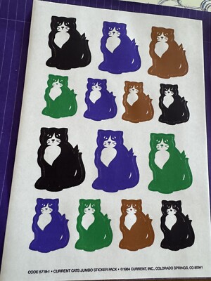 Vintage Cat Sticker Sheet 1984 Made By Current unused mint
