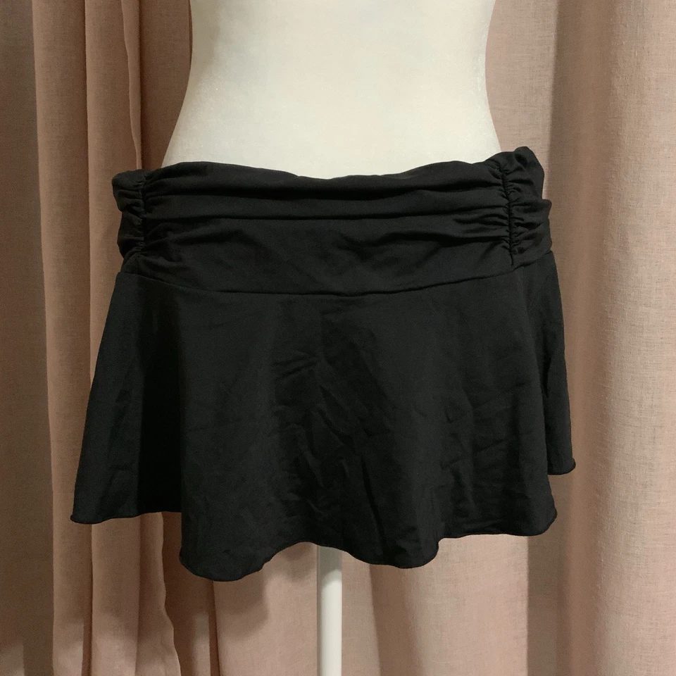 black y2k ruched waist micro mini swim bikini skirt - large - Image 2 of 4