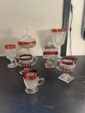 Westmoreland Rubí Rojo Flash Vidrio Cuadrado Tapa Boda Pastel Caja Plato Lote MCM