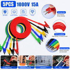 5Pcs 30V 15A Alligator Clips Electrical Test Leads Set Jumper Wires Cables Set
