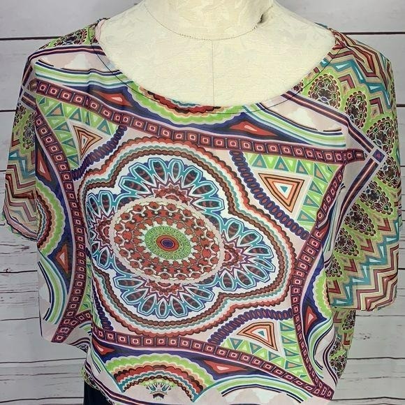 Love Fire Multicolor Boho Patterned Crop Top & Bl… - image 9