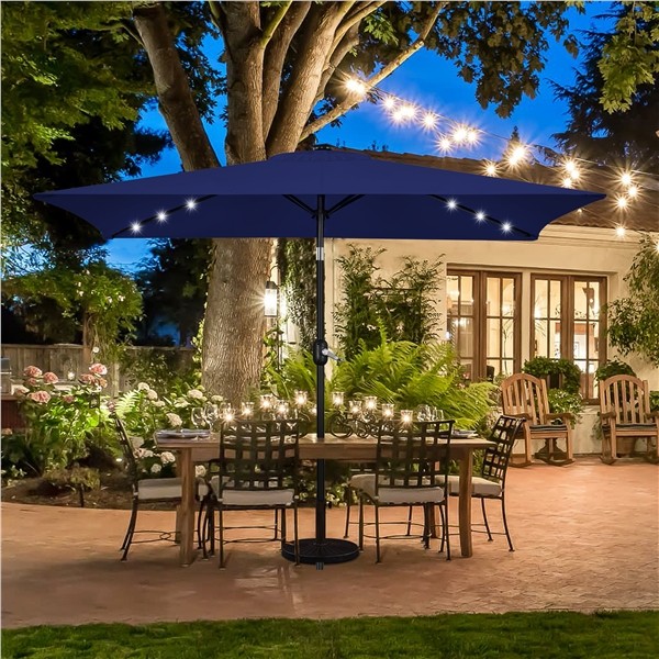 106.5FT Rectangular Patio Umbrella with LED Lights and Crank for Garden Beach | eBay 106.5FT Rectangular Patio Umbrella with LED Lights and Crank for Garden Beach | eBay
