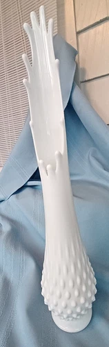 Vintage Fenton Hobnail Milk Glass Swung Vase 16"Tall