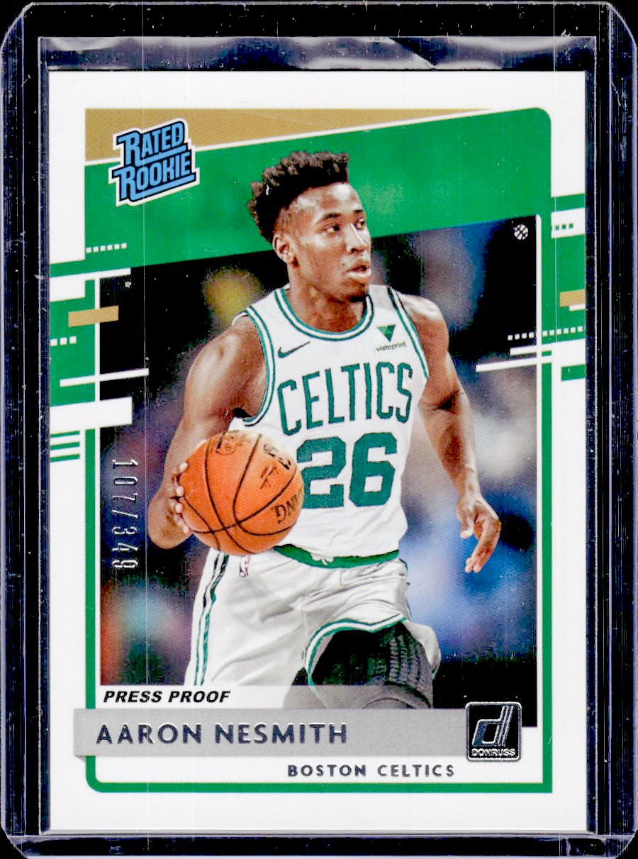 2020-21 Donruss Aaron Nesmith Rated Rookie RC Press Proof Silver Celtics /349