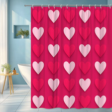 Cute Heart Pattern Shower Curtain for Kids or Valentine's Day