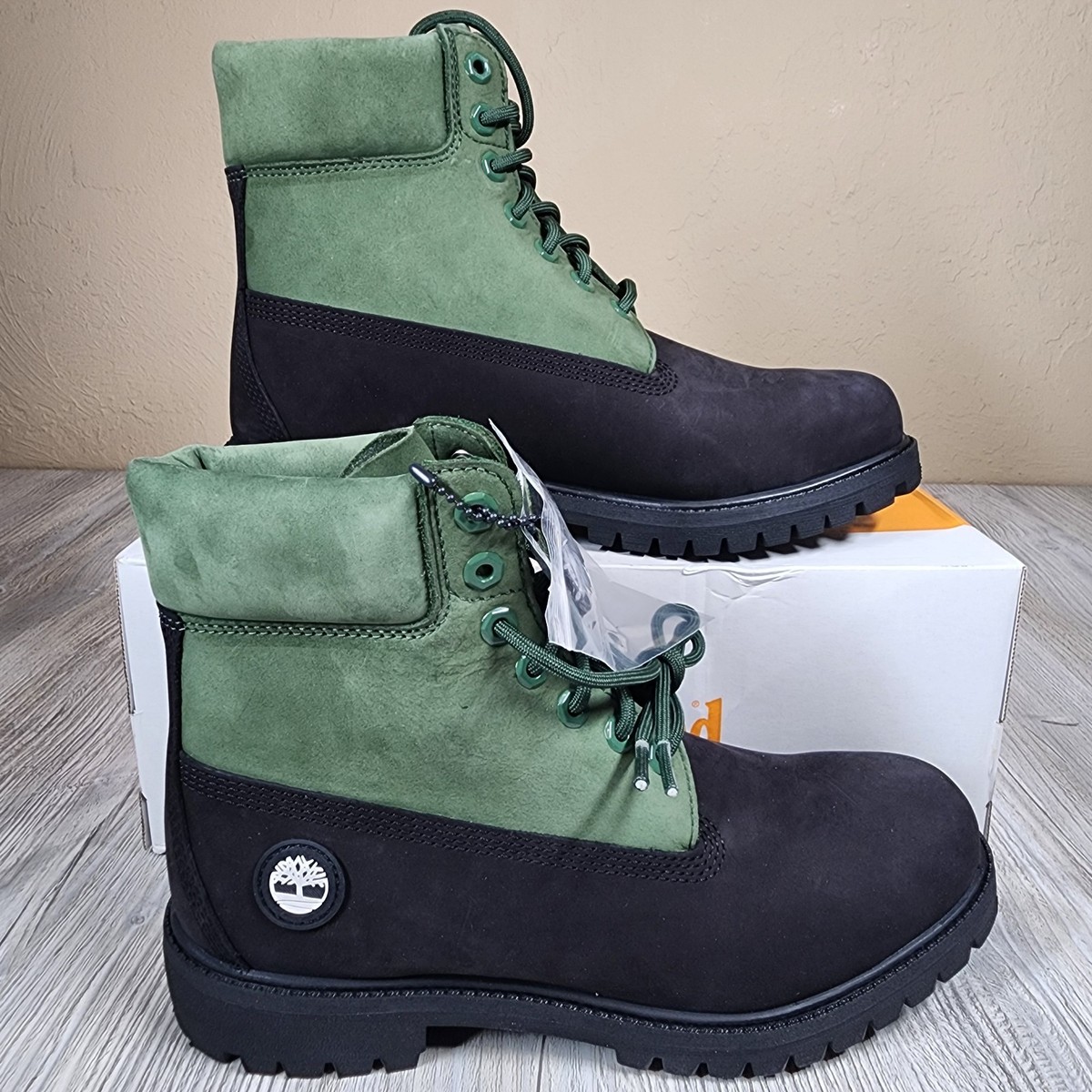 Timberland 6 Inch Premium Boot Nubuck Green/Black Mens Size 