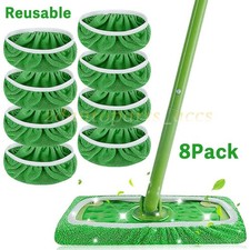 8 Pack Reusable Microfiber Mop Pads Compatible with Swiffer Sweeper Washable