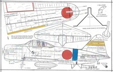 1/2 A WW-II Japanese A6m Zero U-Control Model airplane plans only
