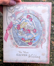 Vtg UNUSED Congratulations Silver Wedding Anniversery Greeting Card (EB10674)