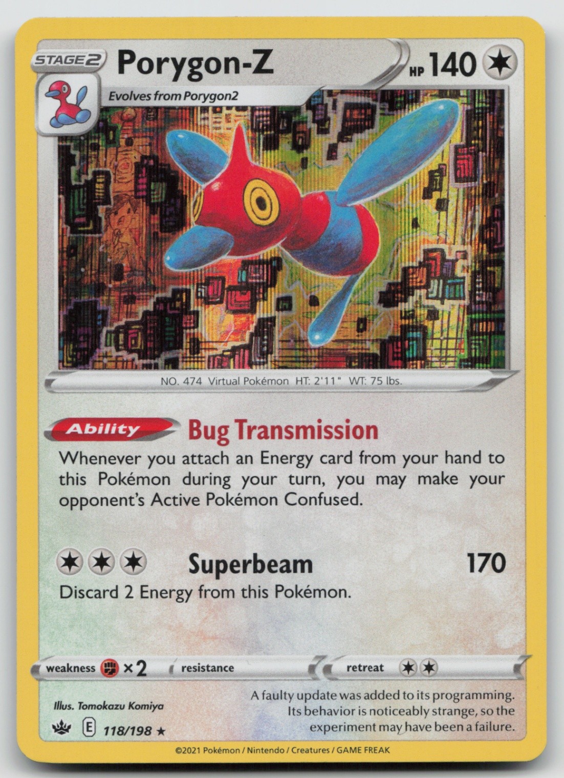 Pokemon Card Porygon-Z Holo Rare SWSH06: Chilling Reign 118/198