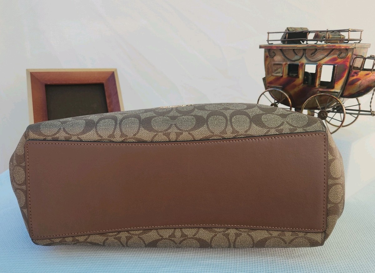Authentic Coach F80298, Hallie Shoulder Bag in Signature Canvas 
