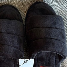 NEW Nordstrom Black Faux Fur Slide Womens Slippers Sz XL