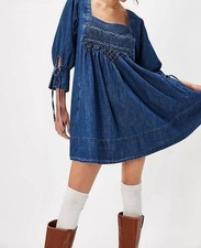 Free People Sonora Mini Denim Dress Size XS