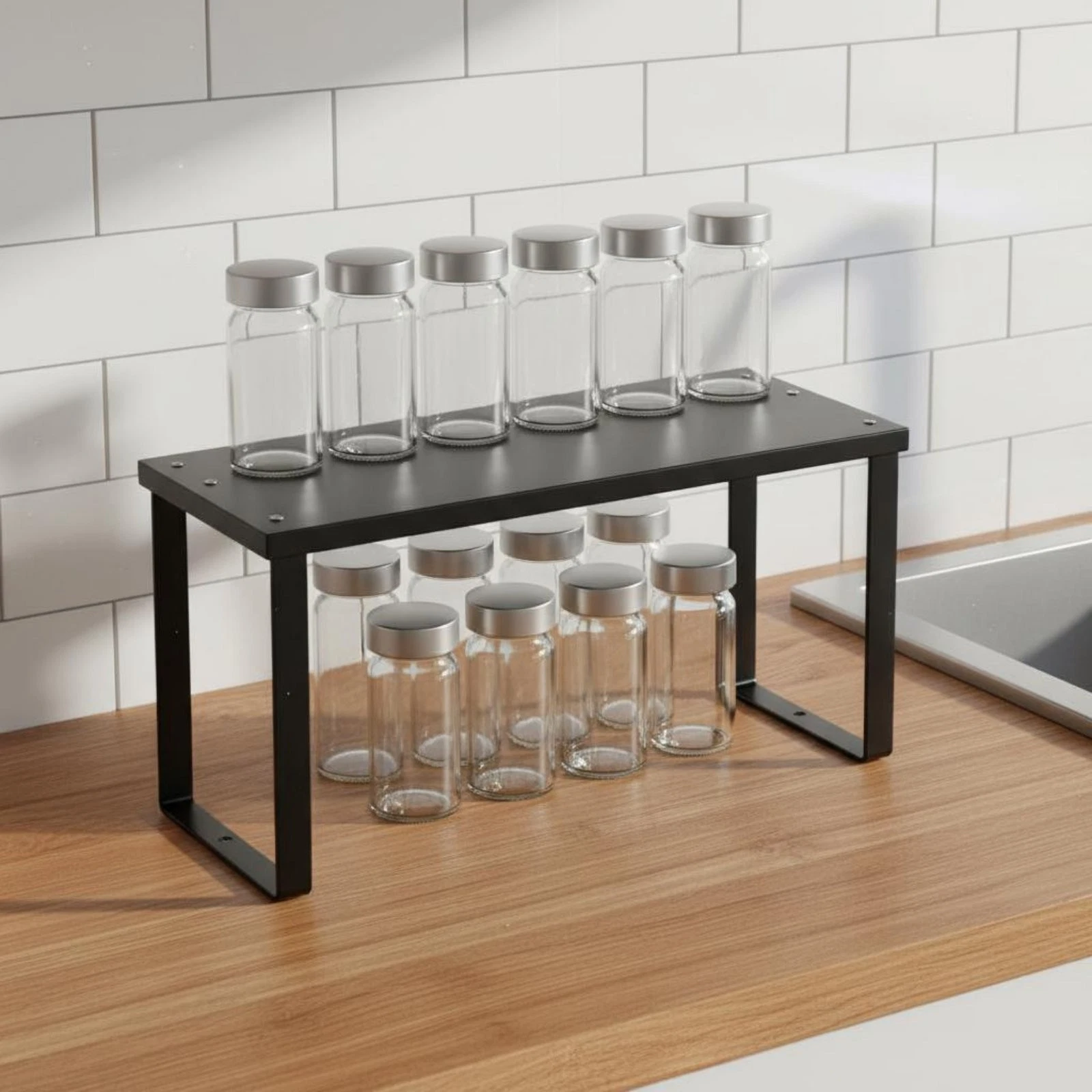 Seasoning Rack Organizer Multi-Functional Kitchen Cabinet Shelf Insert