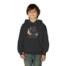Dragon Kids Hoodie, Flying Golden Black Dragon Youth Hooded Sweatshirt for kids
