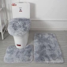 Toilet Seat Cover 3Pcs Set Bath Mat Shower Room Floor Rug Home Bathroom Anti-Sli