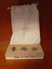 Kutuu "Take on the World" Pewter Tokens in a Wooden Block