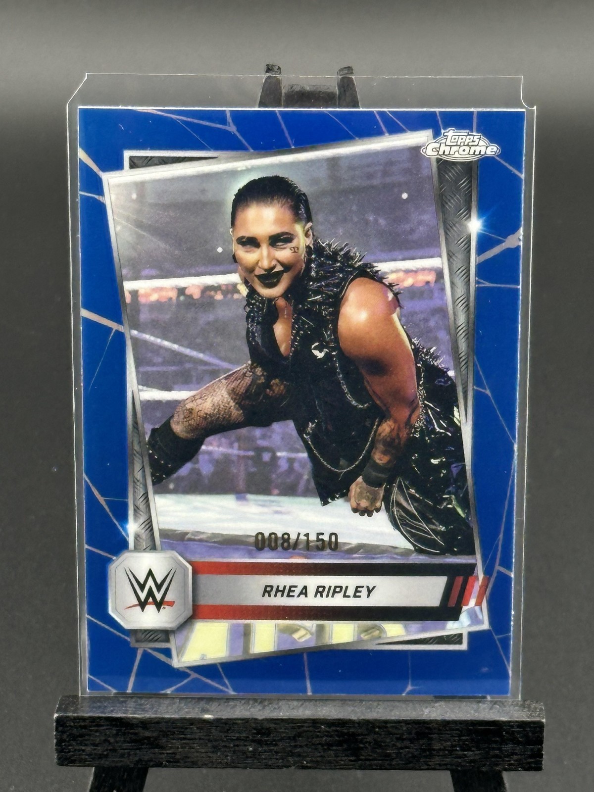 2025 Topps Chrome WWE Blue Refractor #80 Rhea Ripley RAW 8/150