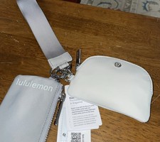 Lululemon Dual Pouch Wristlet In Gray/ Light Ivory With Silver Accents NWT