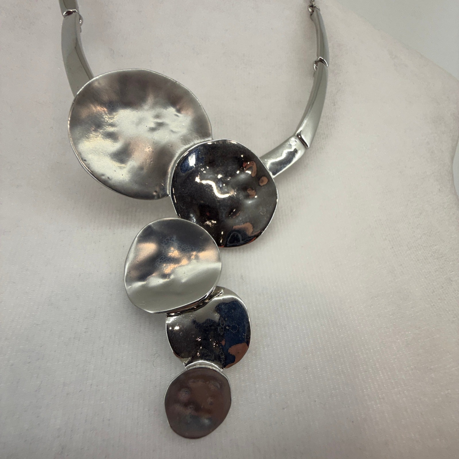 Modern Abstract Asymmetric Statement Necklace Sil… - image 2