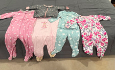 5pc Baby Footed Zip Sleeper One-Piece Cotton Knit 0-3M Multicolor Unisex