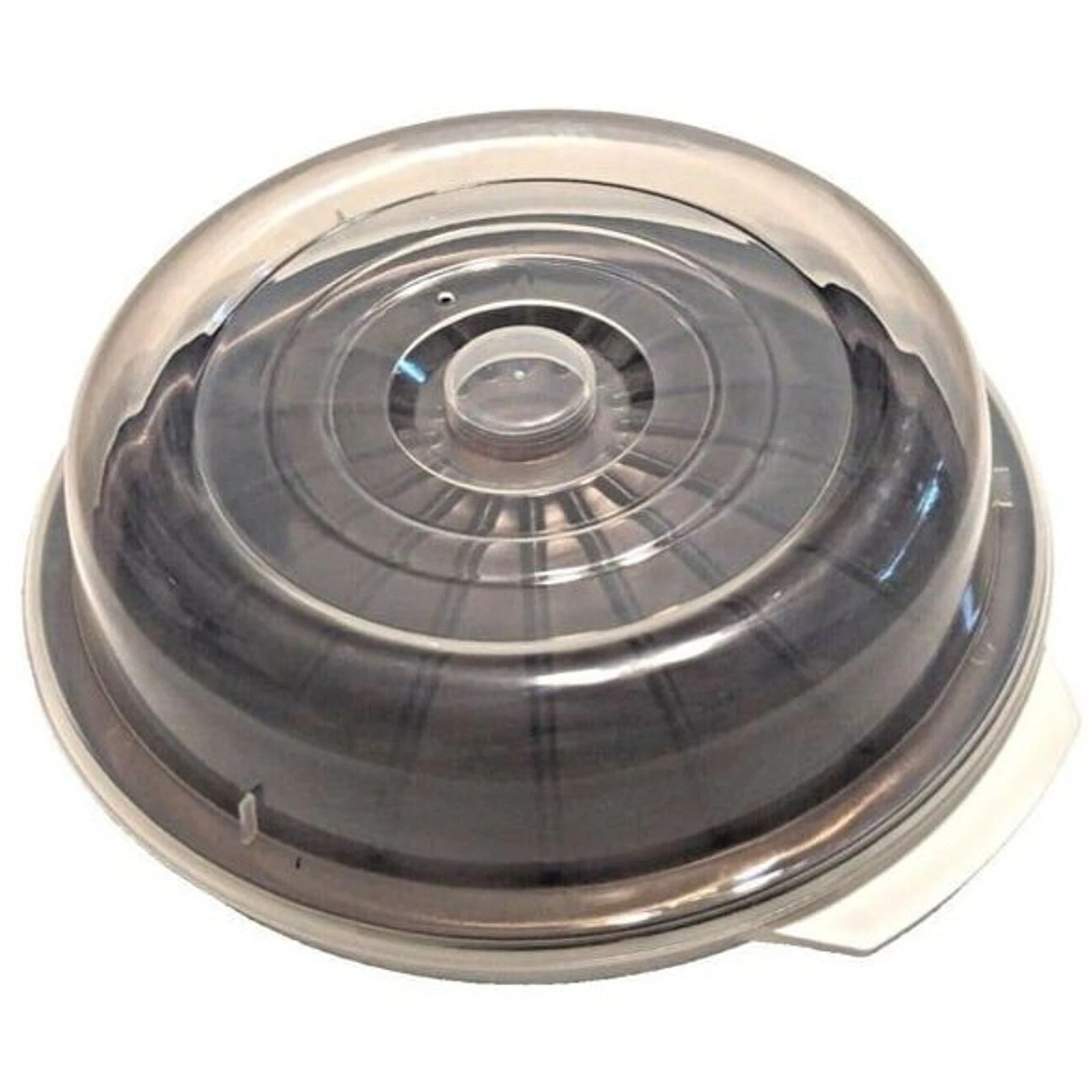 Microwave Roasting Plate with Clear Plastic Lid Browing Griddle White Bowl NEW