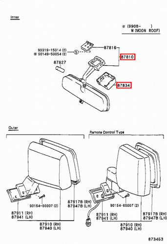 Genuine Toyota LandCruiser HZJ76 HZJ71 Interior Rear View Mirror w Cover Grey - Picture 11 of 13