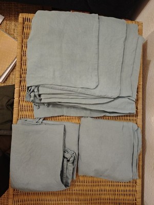 Ikea 100% Leinen Puderviva Bettwäsche 220x240 Bettbezug Blau Hellblau linen