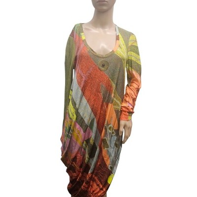 Save The Queen Multicolor Long Sleeve Dress Asymetrical