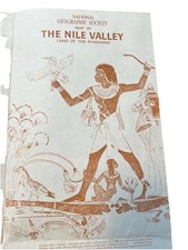 National Geographic 1965 Nile Valley Land of the Pharaohs Egypt Map Double Sided
