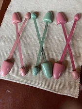 Vintage 6 Shoe Tree Stretchers Keepers Wood & Metal 1940s 1950s RetroGreen Pink