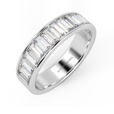 4.5mm Natural 1.50Ct  Baguette Diamond Channel Set Half Eternity In Platinum
