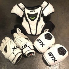 STX Cell IV Geo Flex Shoulder Pads Padded Gloves & Elbow Guards Set Junior Med