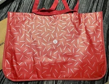Lululemon Reusable Shopping Gift Bag Tote Yoga Logo 22" x 15" x 8" Red Silver