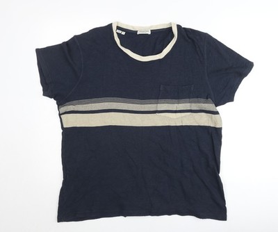 Selected Homme Herren T-Shirt blau XL gestreift Rundhals Baumwolle