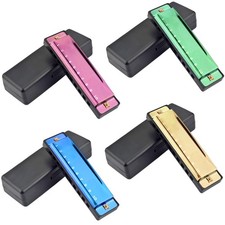 4 PCS Key of C 10 Hole 10 Tones Titanium Color Harmonica
