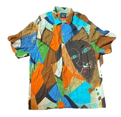 Vintage Jams World Shirt Picasso Abstract Art Rayon Men's XL USA
